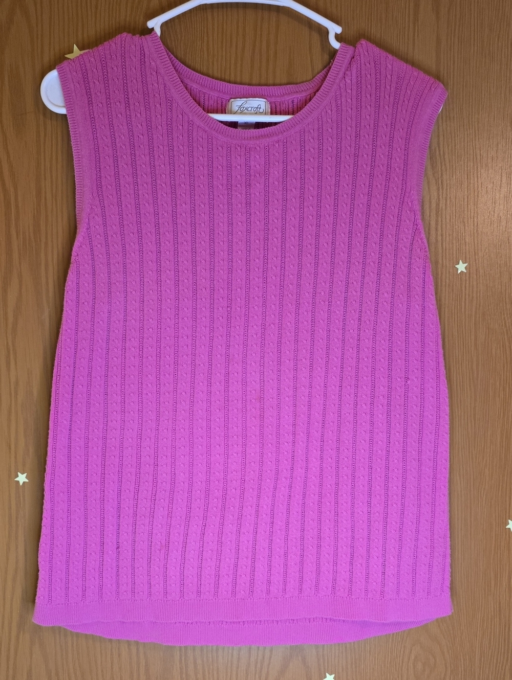 Foxcroft Bright Pink Ribbed Knit Sleeveless Tank